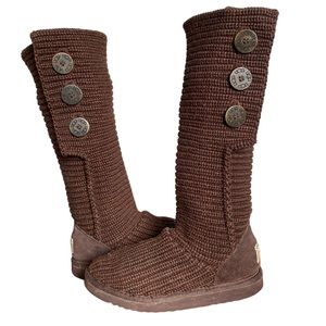 UGG Classic Cardy Knit Brown Boots Womens Approx 7US